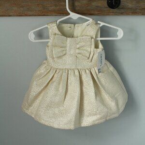 Carter's Size NB Cream/Gold Foil Dress